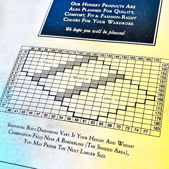 Evan-Picone Vintage Pantyhose MALLARD BLUE + VANILLA Lace Control size AMPLE - Picture 12 of 12